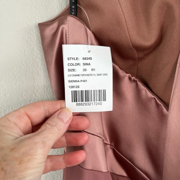After Six Sienna Brown High Neck Halter Open-Back Evening Gown Plus 20 NWT - Picture 11 of 16